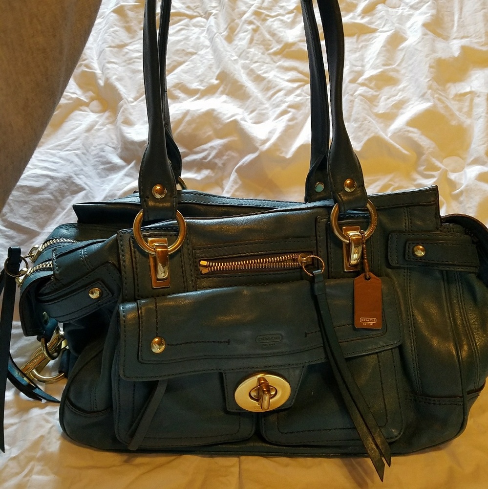 Teal coach purse
